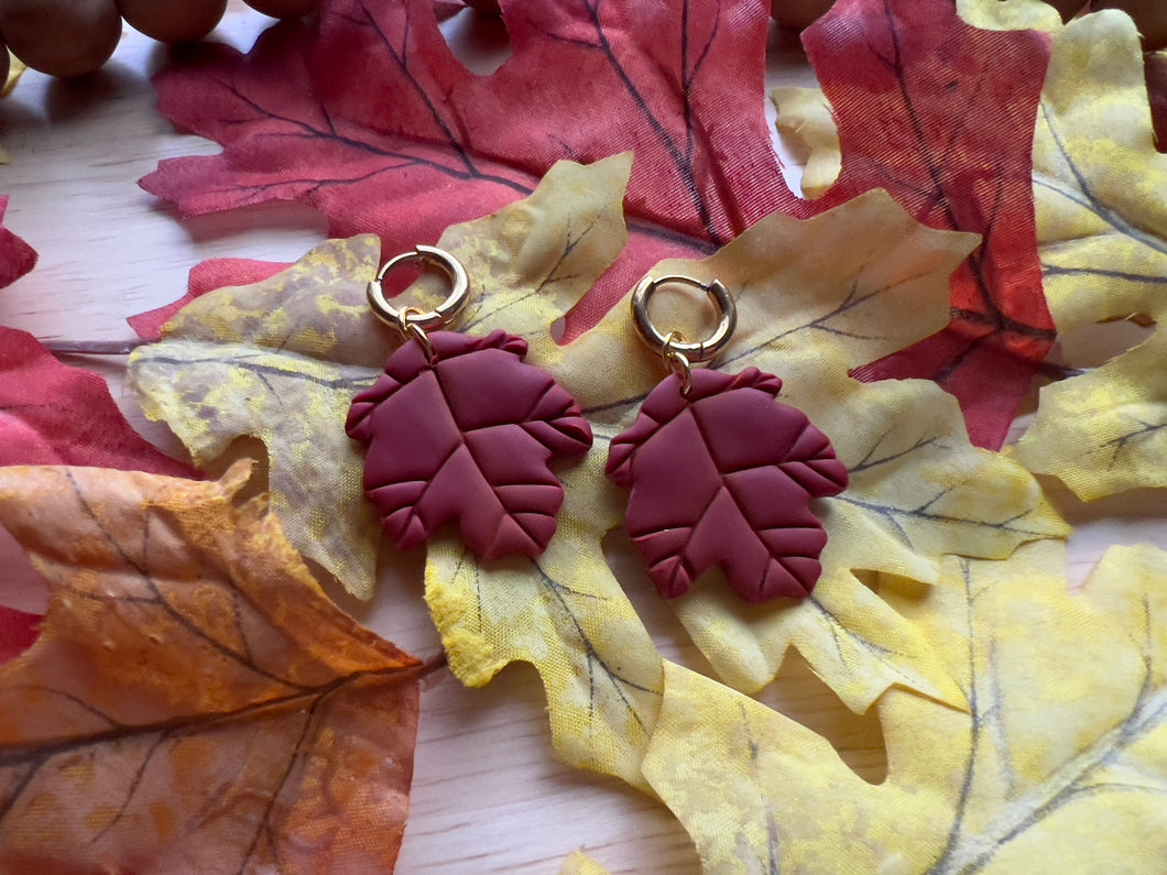 Maple Leaf Earring Charm - Burgundy