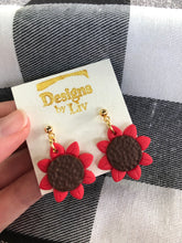Load image into Gallery viewer, Sunflower Dangles in Crimson

